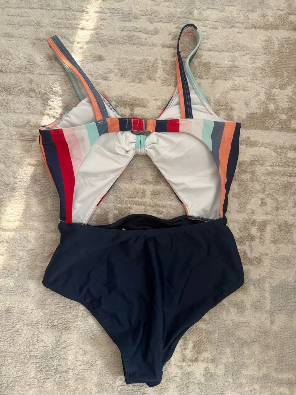 Hollister Multicolor Striped One-Piece Swimsuit with Navy Bottom